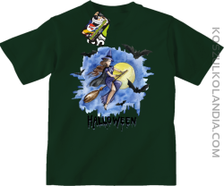 Halloween Latająca Czarodziejka na miotle - koszulka dziecięca nutelkowa