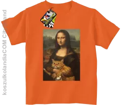 Mona Lisa z kotem - Koszulka dziecięca pomarańcz 