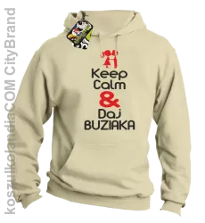 Keep Calm & Daj Buziaka - Bluza z kapturem męska - Beżowy