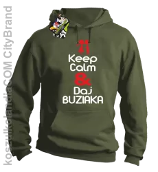 Keep Calm & Daj Buziaka - Bluza z kapturem męska - Khaki