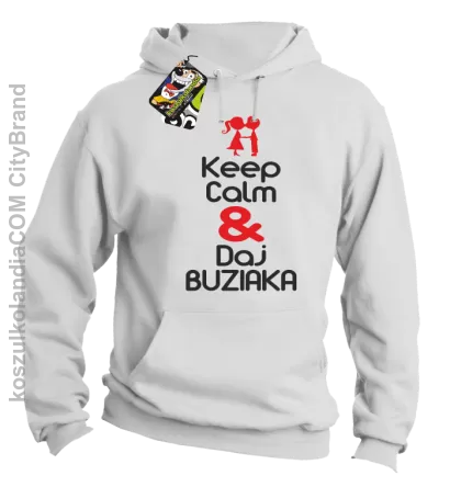 Keep Calm & Daj Buziaka - Bluza z kapturem męska - Biały