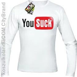 YOUSUCK ale Parody YT - Longsleeve męski biały 
