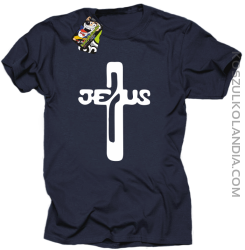 JEZUS w Krzyżu Symbol Vector - Koszulka Męska - Granatowy