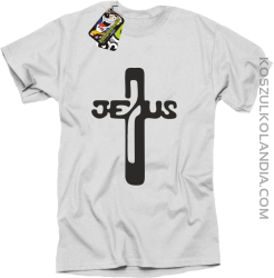 JEZUS w Krzyżu Symbol Vector - Koszulka Męska - Biały
