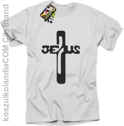 JEZUS w Krzyżu Symbol Vector - Koszulka Męska - Biały