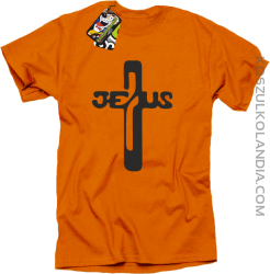 JEZUS w Krzyżu Symbol Vector - Koszulka Męska - Pomarańczowy