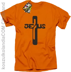 JEZUS w Krzyżu Symbol Vector - Koszulka Męska - Pomarańczowy