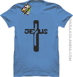 JEZUS w Krzyżu Symbol Vector - Koszulka Męska - Błękitny