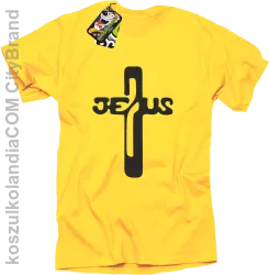 JEZUS w Krzyżu Symbol Vector - Koszulka Męska - Żółty