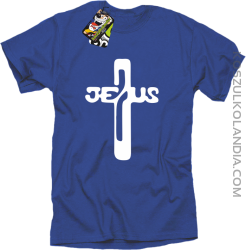 JEZUS w Krzyżu Symbol Vector - Koszulka Męska - Niebieski