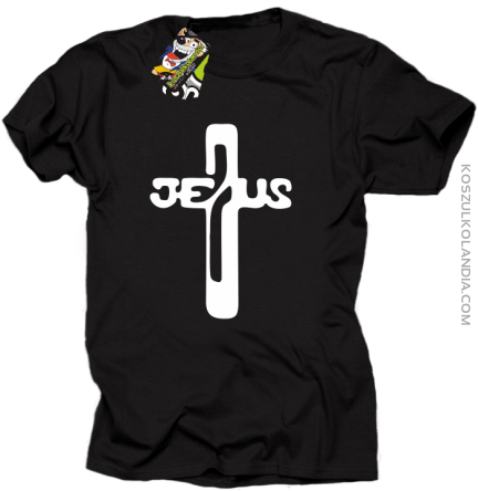 JEZUS w Krzyżu Symbol Vector - Koszulka Męska - Czarny