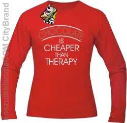 Chocolate is cheaper than therapy - Longsleeve męski czerwona 