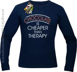 Chocolate is cheaper than therapy - Longsleeve męski granat