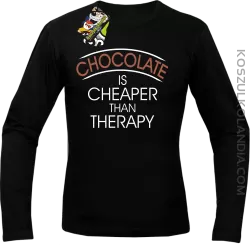 Chocolate is cheaper than therapy - Longsleeve męski czarny 