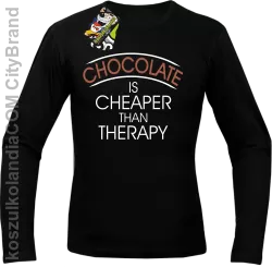 Chocolate is cheaper than therapy - Longsleeve męski czarny 