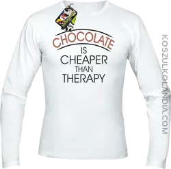 Chocolate is cheaper than therapy - Longsleeve męski biała 