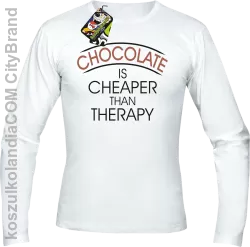 Chocolate is cheaper than therapy - Longsleeve męski biała 