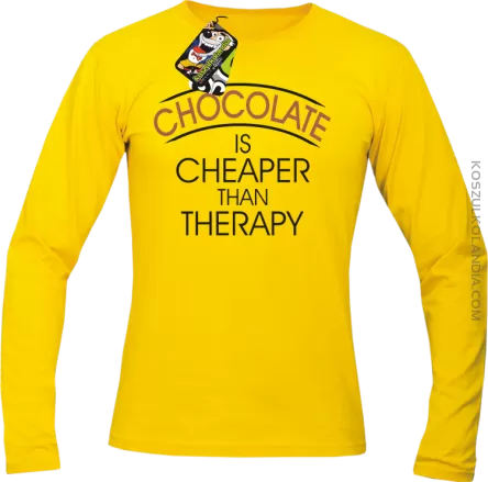 Chocolate is cheaper than therapy - Longsleeve męski żółty 