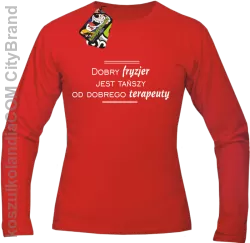 Dobry Fryzjer jest tańszy od dobrego Terapeuty - Longsleeve Męski - Czerwony