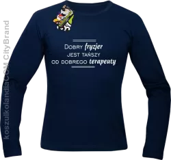 Dobry Fryzjer jest tańszy od dobrego Terapeuty - Longsleeve Męski - Granatowy