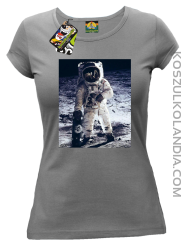 Kosmonauta z deskorolką - koszulka damska szara 