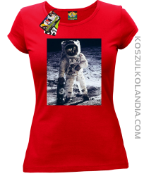 Kosmonauta z deskorolką - koszulka damska czerwona 