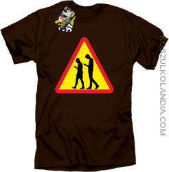UWAGA komórkowe zombie - ATTENTION cellular zombie - Koszulka Męska - Brązowy