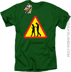 UWAGA komórkowe zombie - ATTENTION cellular zombie - Koszulka Męska - Zielony