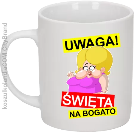 UWAGA Święta na Bogato Różowa Dżoana - Kubek ceramiczny 