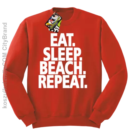 Eat Sleep Beach Repeat - bluza męska bez kaptura czerwona 