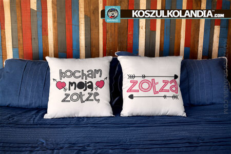 Zołza - Kocham moją zołzę - komplet 2 poduszki białe z nadrukiem