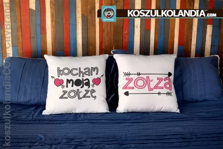 Zołza - Kocham moją zołzę - komplet 2 poduszki białe z nadrukiem