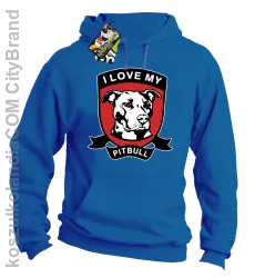 I Love My Pitbull - Bluza z kapturem niebieska 