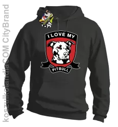 I Love My Pitbull - Bluza z kapturem szara 