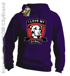 I Love My Pitbull - Bluza z kapturem fioletowa 