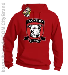 I Love My Pitbull - Bluza z kapturem czerwona 