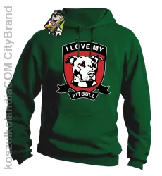 I Love My Pitbull - Bluza z kapturem zielona 