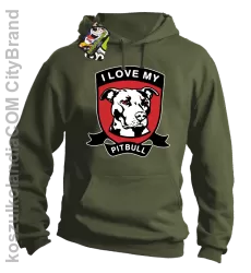 I Love My Pitbull - Bluza z kapturem khaki