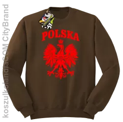 Polska - Bluza męska standard bez kaptura brąz 