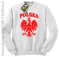 Polska - Bluza męska standard bez kaptura biała 