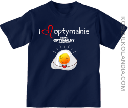 I Love Optymalnie Jajko Sadzone - koszulka dziecięca  granatowa