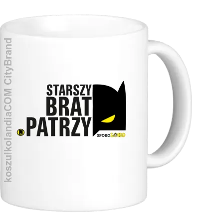 STARSZY BRAT PATRZY - Kubek ceramiczny biały 