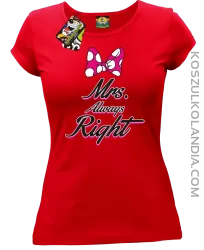 Mrs always Right dla Niej - Koszulka Taliowana Damska - Czerwony