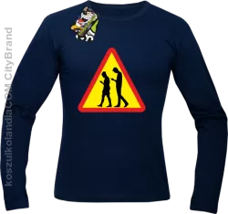 UWAGA komórkowe zombie - ATTENTION cellular zombie - Longsleeve Męski - Granatowy