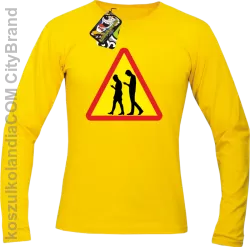 UWAGA komórkowe zombie - ATTENTION cellular zombie - Longsleeve Męski - Żółty