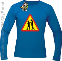 UWAGA komórkowe zombie - ATTENTION cellular zombie - Longsleeve Męski - Niebieski