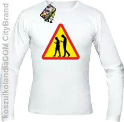 UWAGA komórkowe zombie - ATTENTION cellular zombie - Longsleeve Męski - Biały