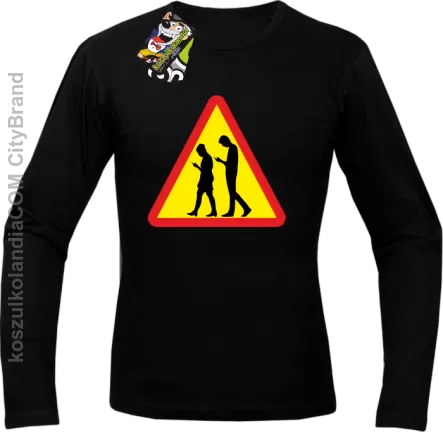 UWAGA komórkowe zombie - ATTENTION cellular zombie - Longsleeve Męski - Czarny