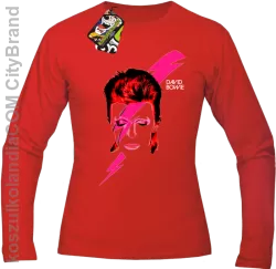 DAVID BOWIE thunder face- longsleeve męski - Czerwony