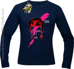 DAVID BOWIE thunder face- longsleeve męski - Granatowy